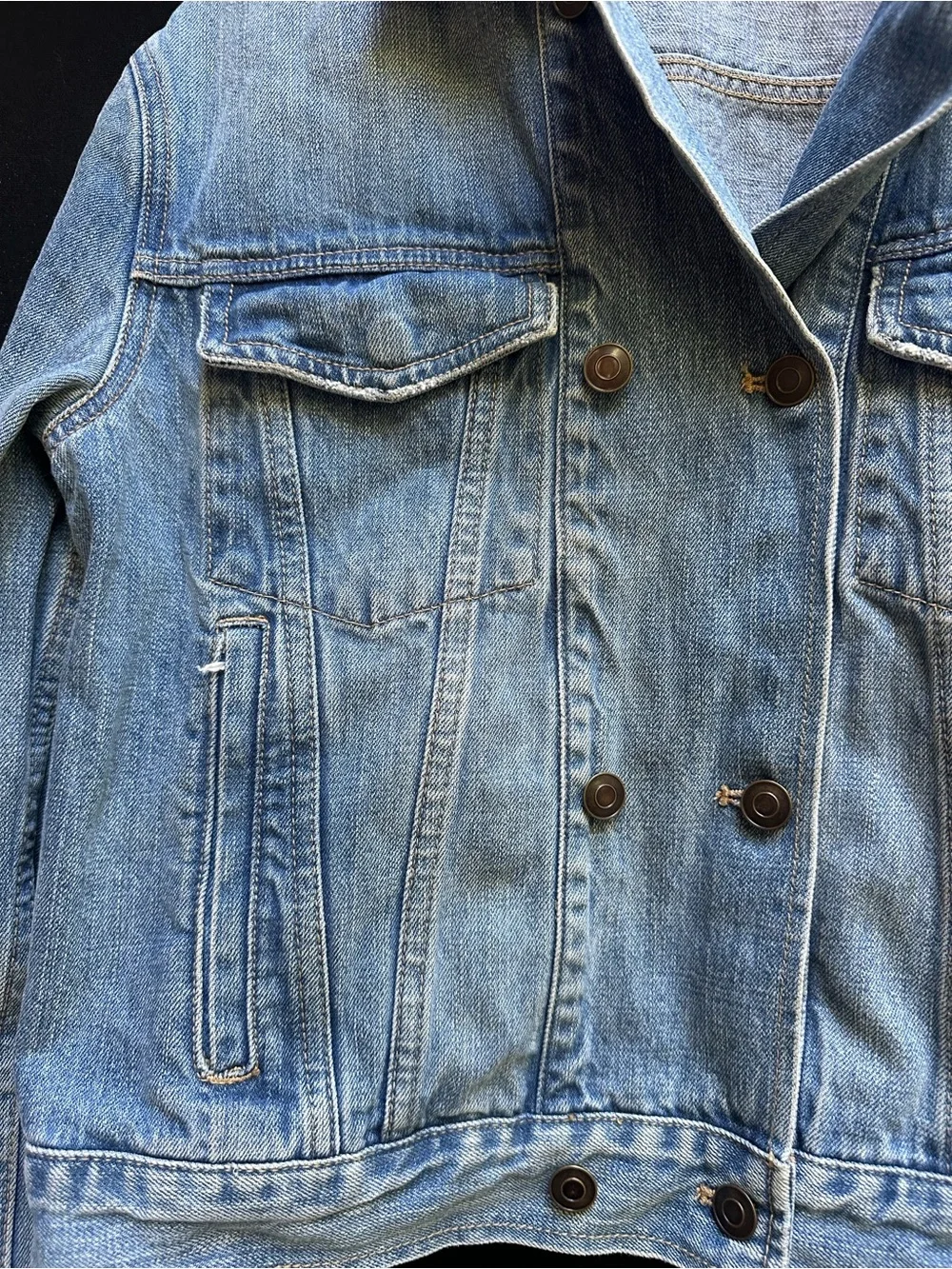 Free People Oversized Double Breasted Blue Denim Jacket